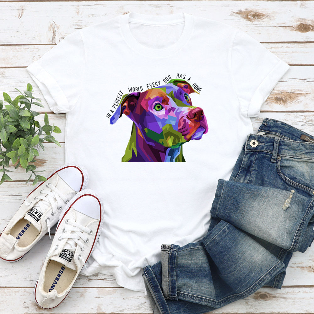 Perfect World = Every Dog has a Home- White Color Classic Tee – Unisex Fit Tee