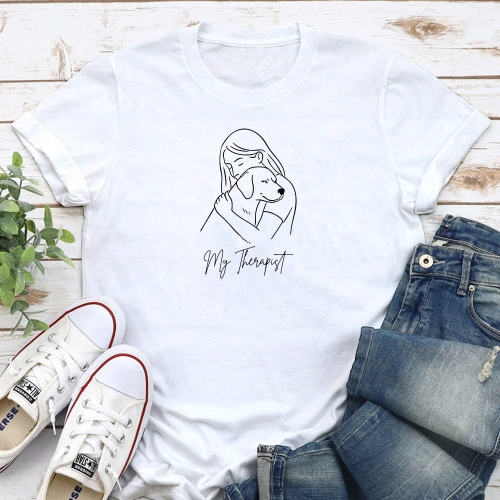 My Dog is my Therapist - White Color Classic Tee – Unisex Fit Tee