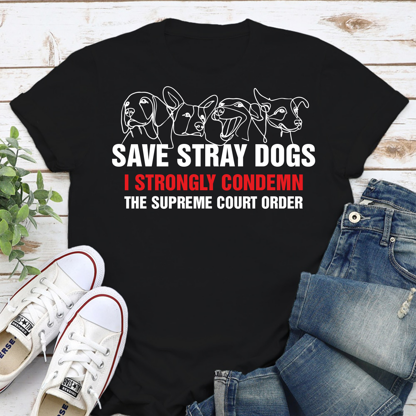Save Stray Dogs - Black Color Classic Tee – Unisex Fit Tee