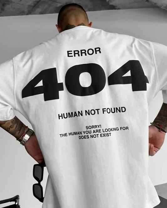 White 404 Human Not Found - Oversize Tee - Men's Urban Edition