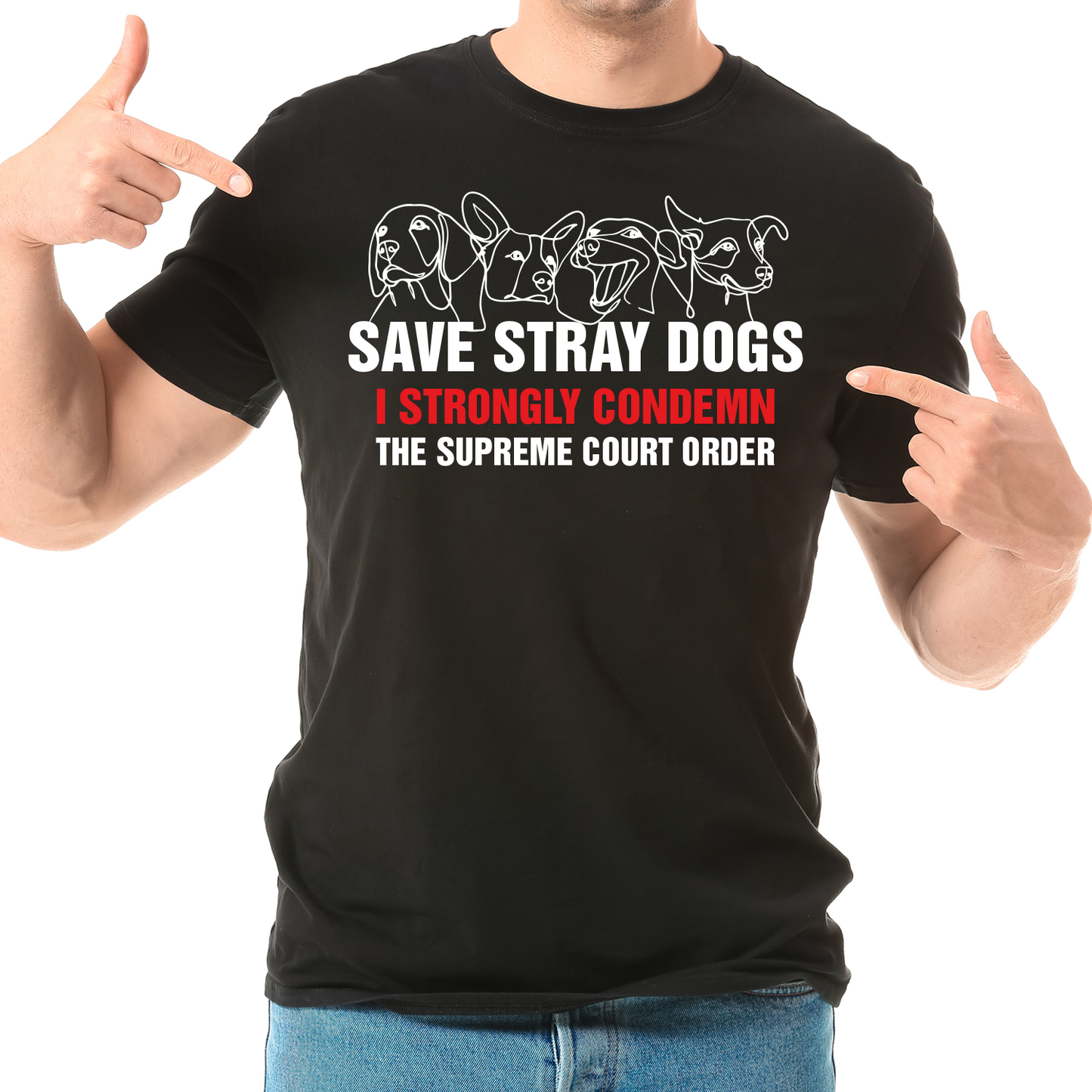 Save Stray Dogs - Black Color Classic Tee – Unisex Fit Tee